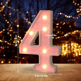 Light Up Number,Two Pink Glitter Number 40 Signs, Night Lights, 21.8cm Lighted Digits Ideal for Big Birthday Celebrations, Family Reunions, Or Event Decor (2 Pack)