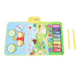 Toddler Musical Mat Touch Play Baby Piano Keyboard Drum Pad Toy with 2 Sticks for Boys Girls Early Education Farm Type