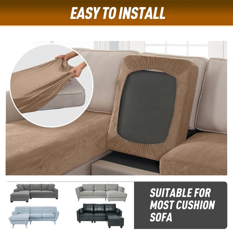 BXFUL Sofa Seat Covers Stretch Velvet Sofa Seat Cushion Covers