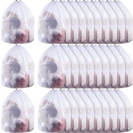 Fine Mesh Laundry Bag with Drawstring White Heavy Duty Mesh Bag Machine Washable Sheet Drawstring Bag Net Wash Bag Laundry Washing Bag for Delicates College Dorm, X-Large (48 Pcs)