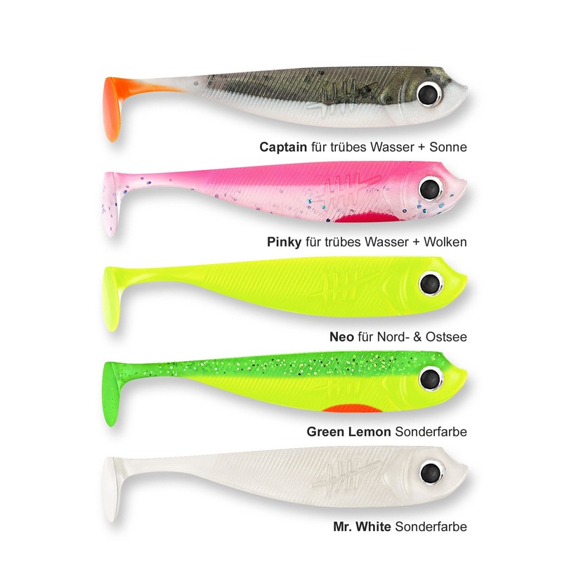Lieblingsköder, 5 Rubber Fish for Zander Fishing, 7.5 cm, Zander