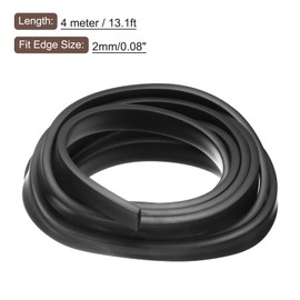 sourcing map sourcing map U Channel Edge Trim, 13.1ft Length Rubber Guard Seal Strip Edge Protector Flat Type Fit for 2mm Edge, (15/64" W x 25/32" H) Black