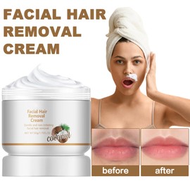 Facial Depilatory Cream and Hair Removal Cream for Women, Coconut Facial Hair Removal for Upper Lip and Chin for Face Hair Remover for Body Sensitive Skin Gentle and Non-Irritating (2PCS)