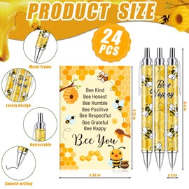EYNDYN 24 Sets bee gifts Bulk Baby Shower Favors for Guests Includes 24 Pcs Ballpoint Pens and 24 PCS Mini Bee Journal Notebooks Bee Party Favors for Boy Girl Bee Birthday Baby Shower Party Supply