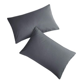 Wake In Cloud - Pair of Standard Pillowcases, 1000TC Ultra Soft Microfiber Pillow Covers, Grey, Standard Size 48x74 cm