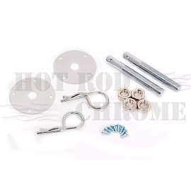 Hot Rod Chrome Universal Hood Pin Kit Hair Pin Style Chrome Steel Chevy Ford Mopar