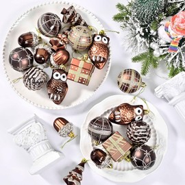 SVNVIOZ Christmas Ball Ornament Set, Nordic Style, 2.4 inches (6 cm), Gold, Copper, Gold, Ball, Christmas Tree Decoration, Luxurious, Various Types, Stylish Decoration