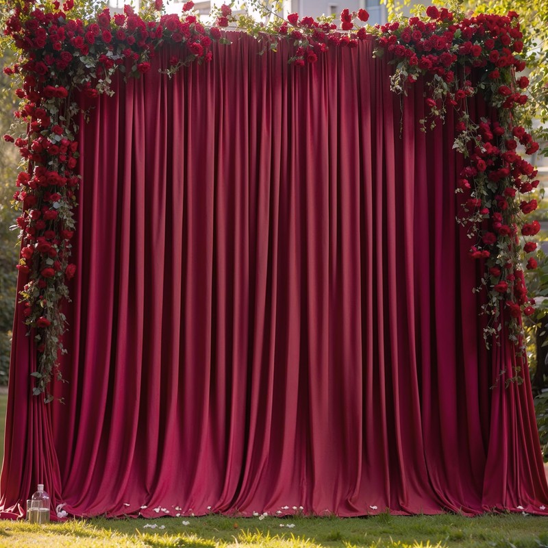Wish Care Burgundy Backdrop Curtains 2 Panels - Wrinkle-Free Champagne
