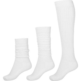 BomKinta Slouch Socks Women Thigh High Boot Socks Soft Scrunch Socks Size 5-11 3 Pair Pack White White White