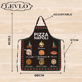 LEVLO Napoli Pizza Tea Italian Pizza Kitchen Apron Italy Pizza Margherita Gift Mom Dad BFF Chef Apron (PIZZA NAPOLI)