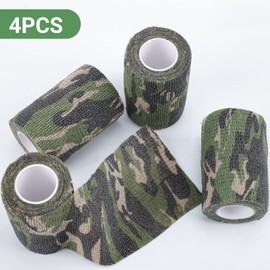 DROK 4 Roll Camo Grip Tape, 2.95in x 14.76ft Adhesive Stretch Cohesive Camo Tape for Outdoor Athletic Sports Bicycle Hockey Skateboard Scooter Bat, 4.92Yard Waterproof Protective Bandage Cover