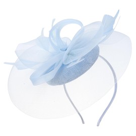 FRCOLOR Sky Blue Fascinator Hat with Mesh for Women, Elegant Wedding Headpiece and Tea Party Accessory
