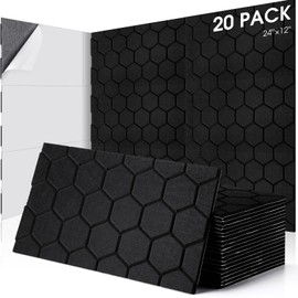 Coume 20 Pcs Large Acoustic Panels Self Adhesive Soundproof Wall Panels 24 x 12 x 0.4 Inch Wall Sound Absorbing Panel Hexagon Pattern Noise Cancelling Sound Panel for Home Recording Studio Room