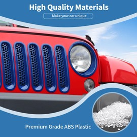 PDKLIN for Jeep JK Front Grille Inserts & Headlight Cover Trim Ring for Jeep Wrangler JK JKU 2007-2017 Blue Exterior Accessories 9pcs