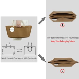 ETTP Purse Organizer Insert For Handbags, Felt Tote Bag Organizer Insert, Handbag Organizer, Compatible with Neverful Speedy and More, 6 Size (Medium,Lighting Coffee)