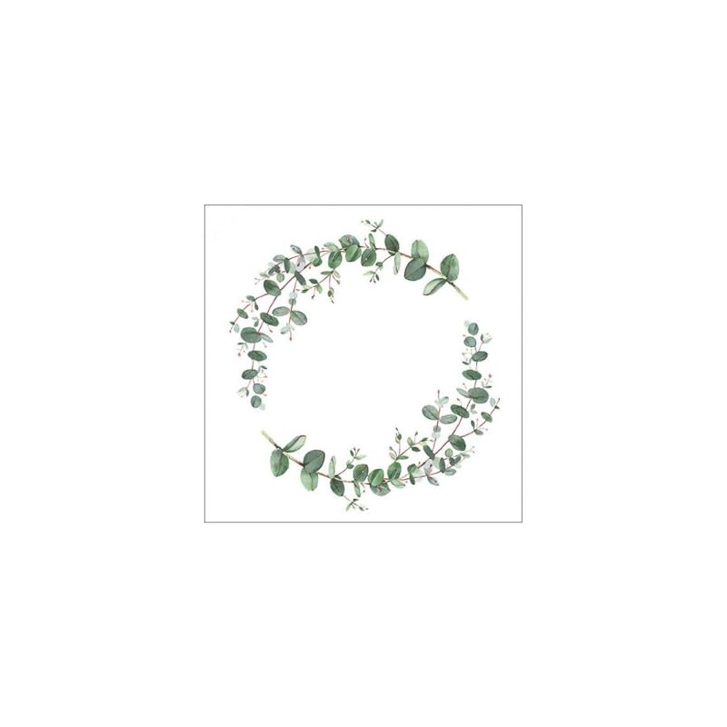 Ambiente Lunch Napkin 33 x 33 cm Eucalyptus Branch White