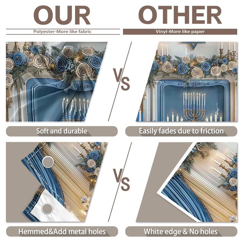 Swepuck 7x5ft Fabric Happy Hanukkah Blue and White Photography Backdrop