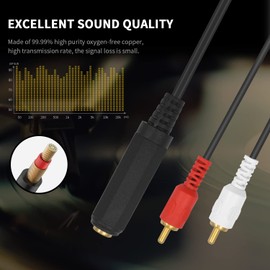 Poyiccot 6.35mm RCA to Audio Cable, 6.35mm Female to 2RCA Male Audio Cable, 6.35mm RCA Converter Plug Audio Cable, Gold Plated