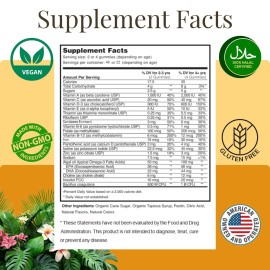 MonesAli Halal Kids Multivitamin Gummies  Vegan 90 Count Orange & Strawberry Fl.