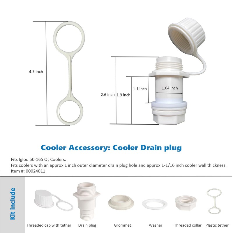 ORTREE Threaded Drain Plug Assembly with Plastic Tethered Cap,Suitable for