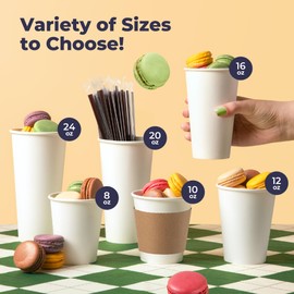 Fit Meal Prep 100 Pack 16 oz Disposable Coffee Cups with Lids and Stirrers, Premium To Go Coffee Cups with Lids, Leak Proof Paper Travel Coffee Cup for Cold/Hot Beverage, Durable for Office Business