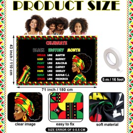 VitalCozy Black History Month Backdrop 71" x 43" African American History Month Banner African American Festival Supplies for Home Bulletin Board Door Wall Cultural Holiday Party Decor