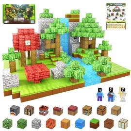 ShifenHong Magnetic Blocks 100PCS, Pixel Minifigures 3PCS, Magnetic Building Blocks Cubes, STEM Sensory Toys for Kids, Cute Fun Game Toys Birthday Gifts for Aged 3 4 5 6 7 8 9 10 Year Old Boys Girls