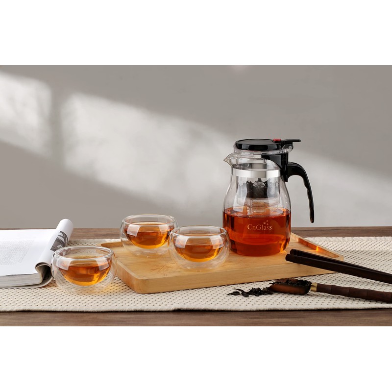 CNGLASS Glass Teapot with Removable Infuser,25oz Clear Tea Kettle with