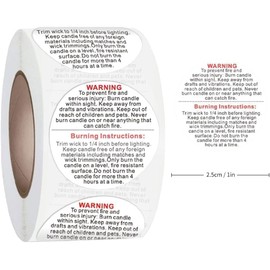 500 Pieces 1 inch White Candle Warning Labels, Candle Sticker Label Candle Safety Sticker, Candle Warning Labels Stickers for Candle Making DIY Candle Making, Candle Jars and Tins Warning Labels