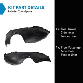 TRQ Front Inner Fender Liner Set Compatible with 2018-2021 Hyundai Kona HY1248176 HY1249176