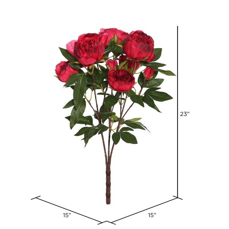 Vickerman 23'' Everyday Artificial Red Peony Bush - Realistic Faux