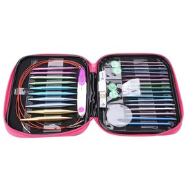 Knitting Needle Set 26 Pieces Interchangeable Aluminium Circular Knitting Needles with 4-Piece Circular Plastic Wire Set and 4-Piece Circular Plastic Wire Set