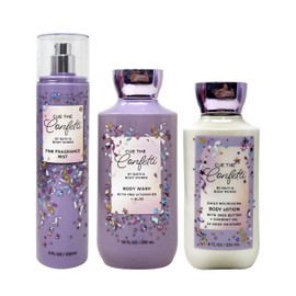 Bath and Body Work Cue The Confetti Trio Gift Set Bundle - Fragrance Mist - Body Wash and Body Lotion - Full Size