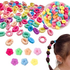 YINKE 100 Pieces Kids Hair Ties Large Capacity Painless Pile Material Cute Colorful Design for Girls Baby Hair Accessories
