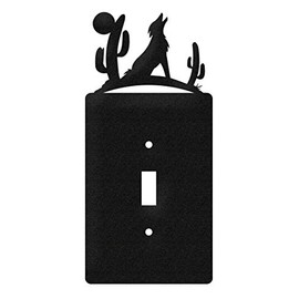 SWEN Products Coyote with Cactus Wall Plate Cover (Single Switch, Black)