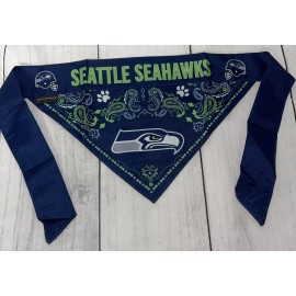 Little Earth Seattle Seahawks Football Pet Bandana Scarf Sz M 14"-20" 2 sided reversible