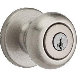 Kwikset 94002-862 Cove Keyed Entry Knob Featuring Smartkey Security In Satin Nickel