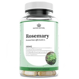 Nature Restore Rosemary Extract Supplement, Standardized to 20 Percent Carnosic Acid, 90 Capsules, Manufactured in USA, Non GMO, Gluten Free