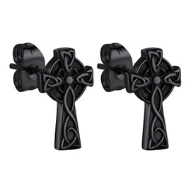 Bandmax Celtic Knot Stud Earrings Stainless Steel Earrings Wolf Head / Runes / Cross / Raven Bird Skull / Skull Stud Earrings Piercing Earrings Viking Jewellery for Men Women, Stainless Steel, No Gemstone