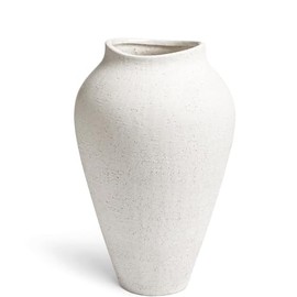 White Ceramic Vase - Large 11.8 Inch Tall Floor Vase for Centerpieces, Farmhouse Rustic Minimalist Home Decor for Living Room, Enterway, Wedding (Sandstone White)