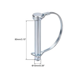 sourcing map 1Pcs 3/8" Dia Trailer Coupler Pin, 3-5/32" Long Coupler Pin Shaft Locking Pin, Round Pto Pin for Farm Trailers Wagons Lawn Hitches and Garden