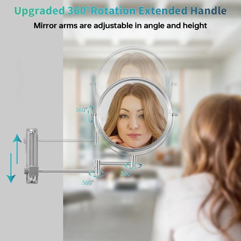 Wall Mounted Metal Frame Makeup Mirror 8 Inch 1X Magnification