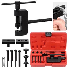 Keadic 13Pcs Motorcycle Bike Drive Chain Breaker Set with Carrying Case Contains Lever Anvils Pins Chain Cutter and Riveter Repair Tool Kit for Cam and 35 to 630 Chains