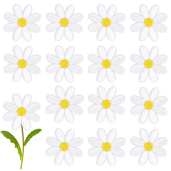 30pcs Daisy Flower Iron On Patches Clothing Embroidered Sew Applique Repair Patch
