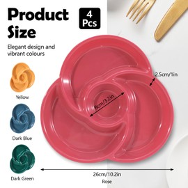 LELE LIFE 4Pcs Divided Serving Tray, Reusable Veggie Tray Appetizer Platter for Fruit Snack Vegetable Cracker Chips and Dip, Relish Dish for Party Entertaining,4 Compartments