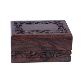 S.B.ARTS Wooden Urn Box for Human Ashes, Cremation Funeral Urns Box, Decorative Urn, Pet Memorial Urns, Cat Infant Adult Urn, Keepsake Burial Ash Box-Extra Small (Style2, 5 X 3 X 2.25 inch)