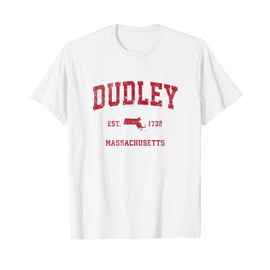Dudley Massachusetts MA Vintage Sports Design Red Print T-Shirt