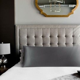 uxcell Body Pillow Cover 20x72 Inch Grey Silky Satin Body Pillowcases for Hair and Skin Luxury Cooling Anti Wrinkle Wash-