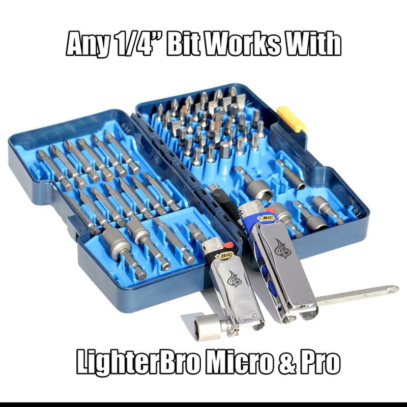 LighterBro Micro Compact Stainless Steel Lighter Sleeve - Multi-Tool Lighter