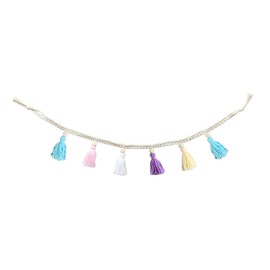 ZOONAI 2 Pack Macrame Cotton Tassel Banner with Beads Wall Decor Woven Home Decoration for Bedroom Nursery Baby Nursery